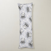 チベットテリア絵を描ーの白黒ドッグアート ボディピロー (裏面 (縦))