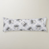 チベットテリア絵を描ーの白黒ドッグアート ボディピロー (正面)