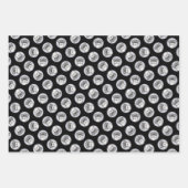 チベットテリア絵を描ーの白黒ドッグアート ラッピングペーパーシート (正面3)