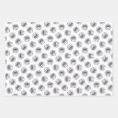 チベットテリア絵を描ーの白黒ドッグアート ラッピングペーパーシート (正面2)