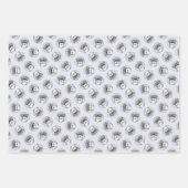 チベットテリア絵を描ーの白黒ドッグアート ラッピングペーパーシート (正面)