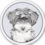 チベットテリア絵画ズ – かわいいオリジナルドッグアート シール (正面)