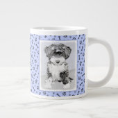 チベットテリア絵画ズ – かわいいオリジナルドッグアート ジャンボコーヒーマグカップ (右)