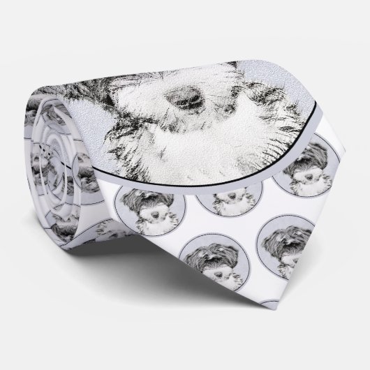 チベットテリア絵画ズ – かわいいオリジナルドッグアート ネクタイ (ロール)