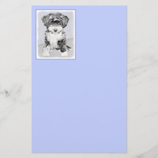 チベットテリア絵画ズ – かわいいオリジナルドッグアート 便箋 (正面)