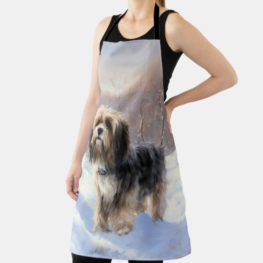 チベットテリア雪のクリスマスを許可 エプロン (インサイチュ)
