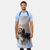 チベットテリア雪のクリスマスを許可 エプロン (着用した状態)