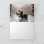 チベットテリア雪のクリスマスを許可 カード (内部)