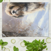 チベットテリア雪のクリスマスを許可 キッチンタオル (折り畳み)