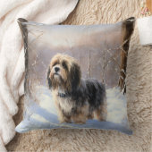 チベットテリア雪のクリスマスを許可 クッション (ブランケット)