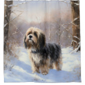 チベットテリア雪のクリスマスを許可 シャワーカーテン (正面)