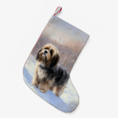 チベットテリア雪のクリスマスを許可 スモールクリスマスストッキング (正面 (吊り時))