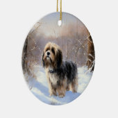 チベットテリア雪のクリスマスを許可 セラミックオーナメント (右)