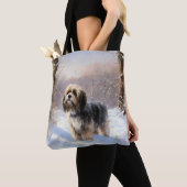 チベットテリア雪のクリスマスを許可 トートバッグ (クローズアップ)