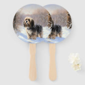 チベットテリア雪のクリスマスを許可 ハンドファン (正面&裏面)