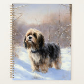 チベットテリア雪のクリスマスを許可 プランナー手帳 (正面)