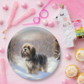 チベットテリア雪のクリスマスを許可 ペーパープレート (パーティー)