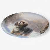 チベットテリア雪のクリスマスを許可 ペーパープレート (アングル)