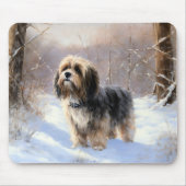 チベットテリア雪のクリスマスを許可 マウスパッド (正面)