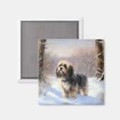 チベットテリア雪のクリスマスを許可 マグネット (正面/裏面)