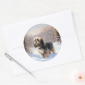 チベットテリア雪のクリスマスを許可 ラウンドシール (封筒)