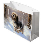 チベットテリア雪のクリスマスを許可 ラージペーパーバッグ (裏面アングル)