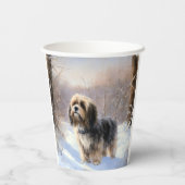 チベットテリア雪のクリスマスを許可 紙コップ (裏面)