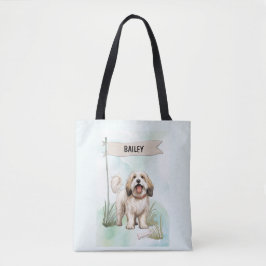 チベットテリア 水彩デザイン オリジナル犬グッズ トートバッグ