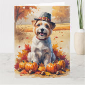 チベットテリアin紅葉感謝祭アート カード (正面)