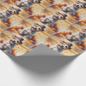 チベットテリアin紅葉感謝祭アート ラッピングペーパー (角)