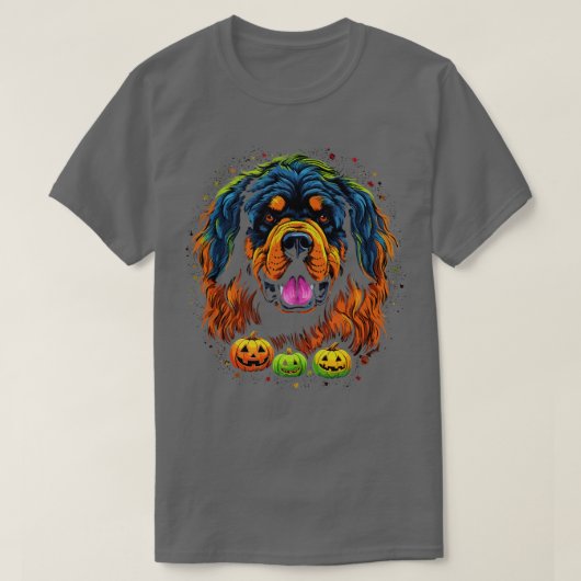 チベットマスチフのハロウィーン Tシャツ (デザイン正面)