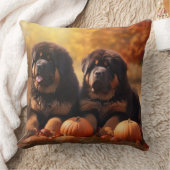 チベットマスチフパピー秋デライトカボチャ クッション (ブランケット)