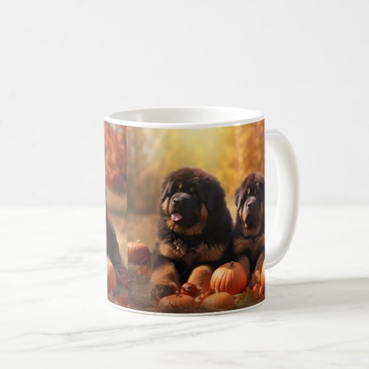 チベットマスチフパピー秋デライトカボチャ コーヒーマグカップ (正面右)