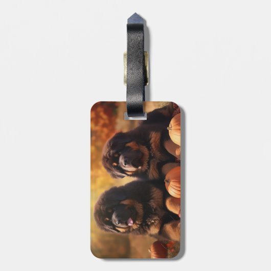 チベットマスチフパピー秋デライトカボチャ ラゲッジタグ (裏面縦)