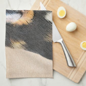 チベットマスチフ絵画ズ – かわいいオリジナルドッグアート キッチンタオル (四つ折り)