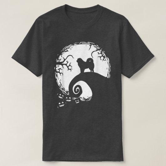チベットマスティフとムーンハロウィーン Tシャツ (デザイン正面)