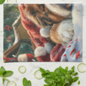 チベットマスティフドッグクリスマスフェスティバル キッチンタオル (折り畳み)