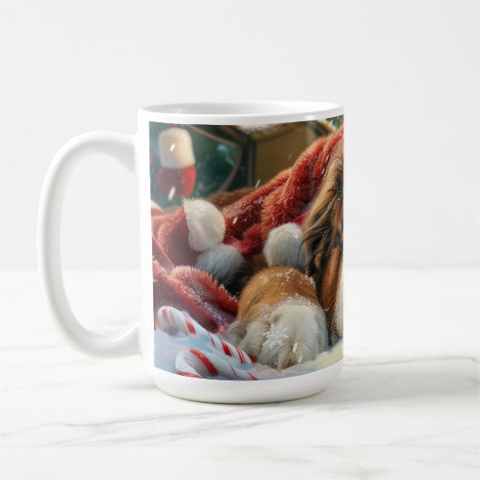 チベットマスティフドッグクリスマスフェスティバル コーヒーマグカップ (左)