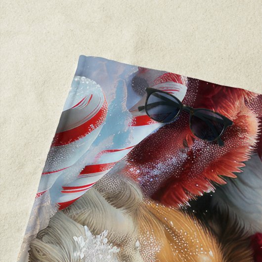 チベットマスティフドッグクリスマスフェスティバル ビーチタオル (インサイチュ)