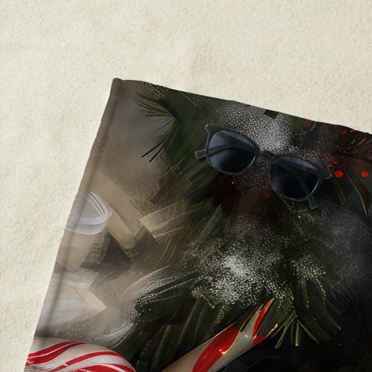 チベットマスティフドッグクリスマスフェスティバル ビーチタオル (インサイチュ)