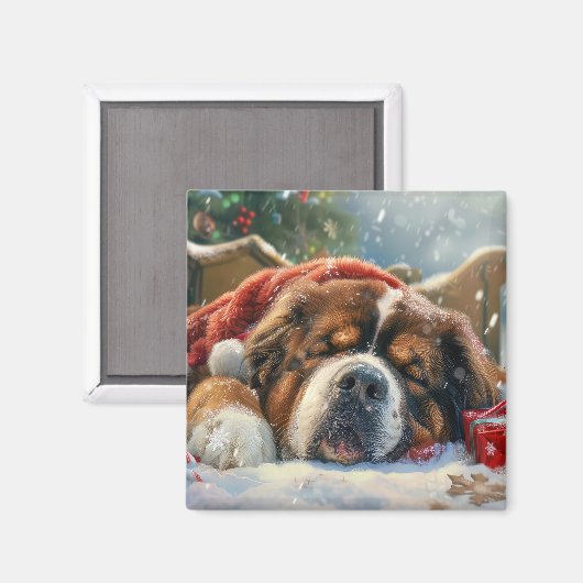チベットマスティフドッグクリスマスフェスティバル マグネット (正面/裏面)