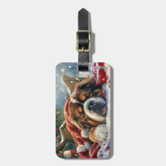 チベットマスティフドッグクリスマスフェスティバル ラゲッジタグ (正面縦)