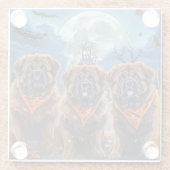 チベットマスティフ不気味ハロウィーン ガラスコースター (裏面)