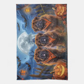 チベットマスティフ不気味ハロウィーン キッチンタオル (縦)