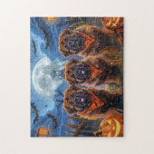 チベットマスティフ不気味ハロウィーン ジグソーパズル (縦)