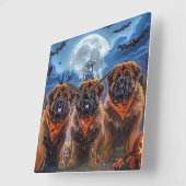 チベットマスティフ不気味ハロウィーン スクエア壁時計 (傾斜)