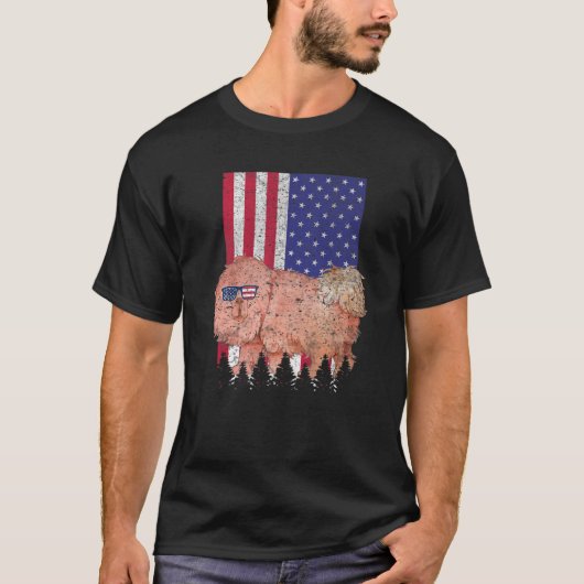 チベットマスティフ愛国犬アメリカプライドアメリカF Tシャツ (正面)