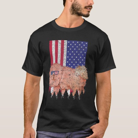 チベットマスティフ愛国犬アメリカプライドアメリカF Tシャツ (正面)