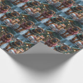 チベットマスティフ犬のクリスマス雪の休日 ラッピングペーパー (角)