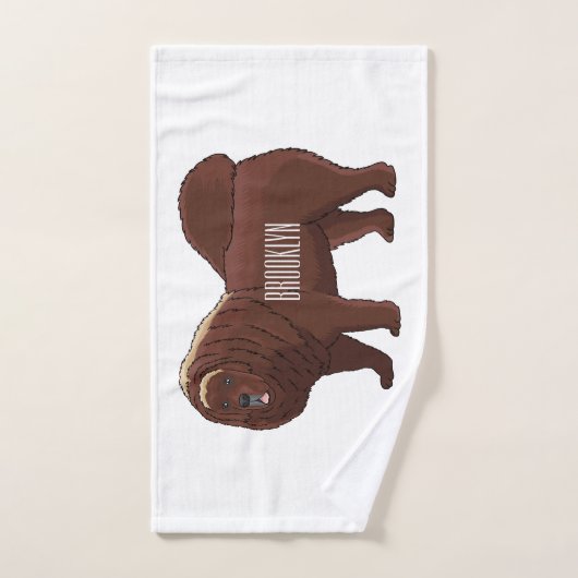 チベットマスティフ犬の漫画イラストレーション バスタオルセット (ハンドタオル)